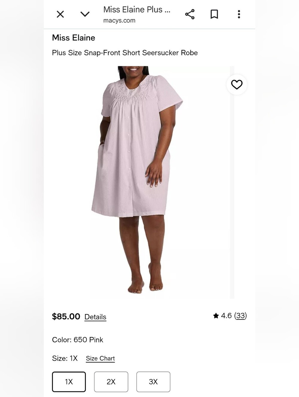 Miss Elaine Essentials Floral Button-Front Robe-Size 1X plus Gift Included. - Picture 12 of 12